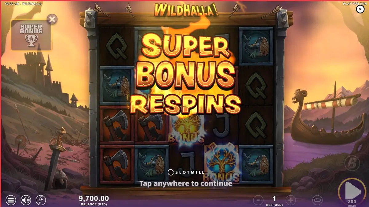 Cena de batalha Viking no slot Wildhalla da Slotmill com elementos de mitologia nórdica