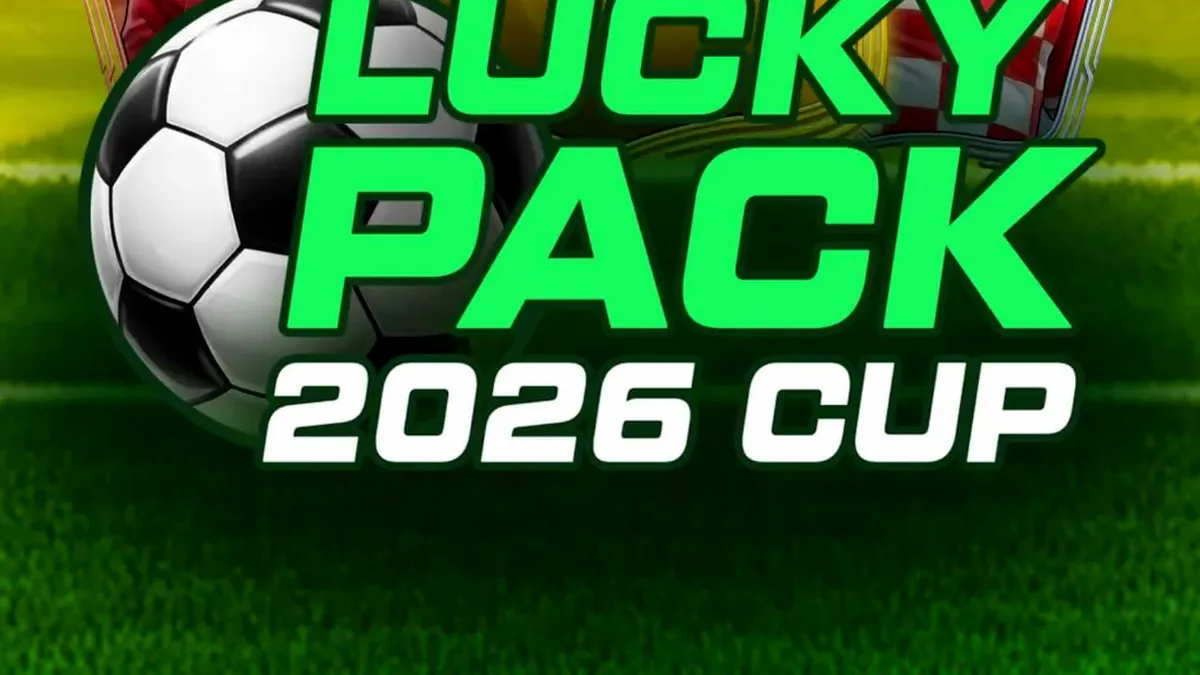 Interface do jogo de slot Lucky Pack 2026 Cup com temática de futebol