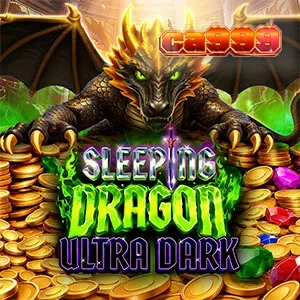 Cena de jogo do slot Sleeping Dragon Ultra Dark com dragão dourado
